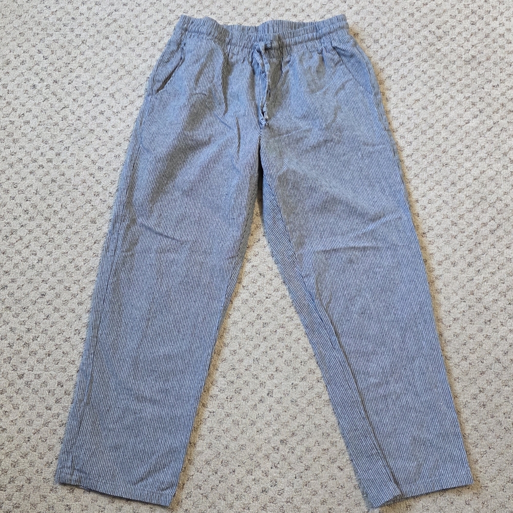 Aemi + co striped cropped linen blend pant